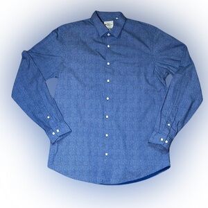 Ben Sherman Skinny Fit White Square Blue Mens Shirt Size 16